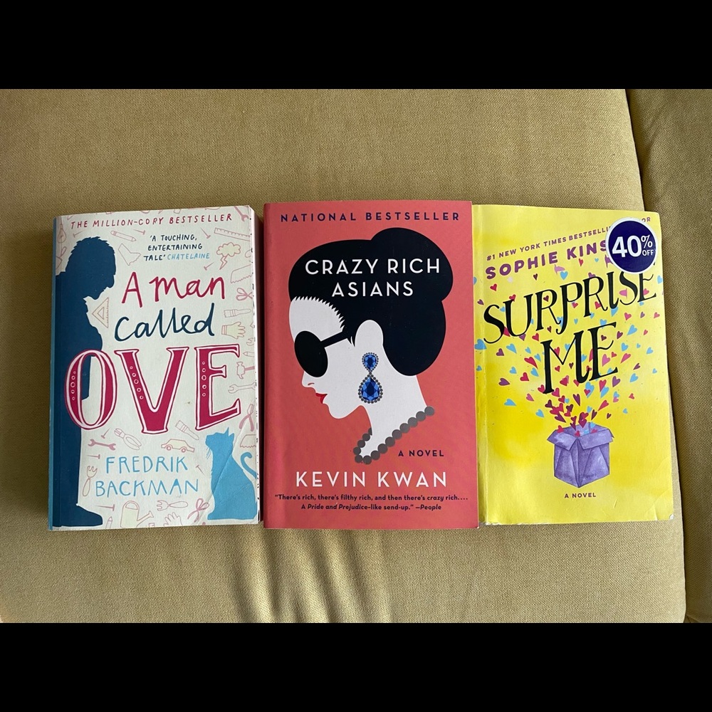 Book bundle - 3, a man called Ove, crazy rich asians, surprise me